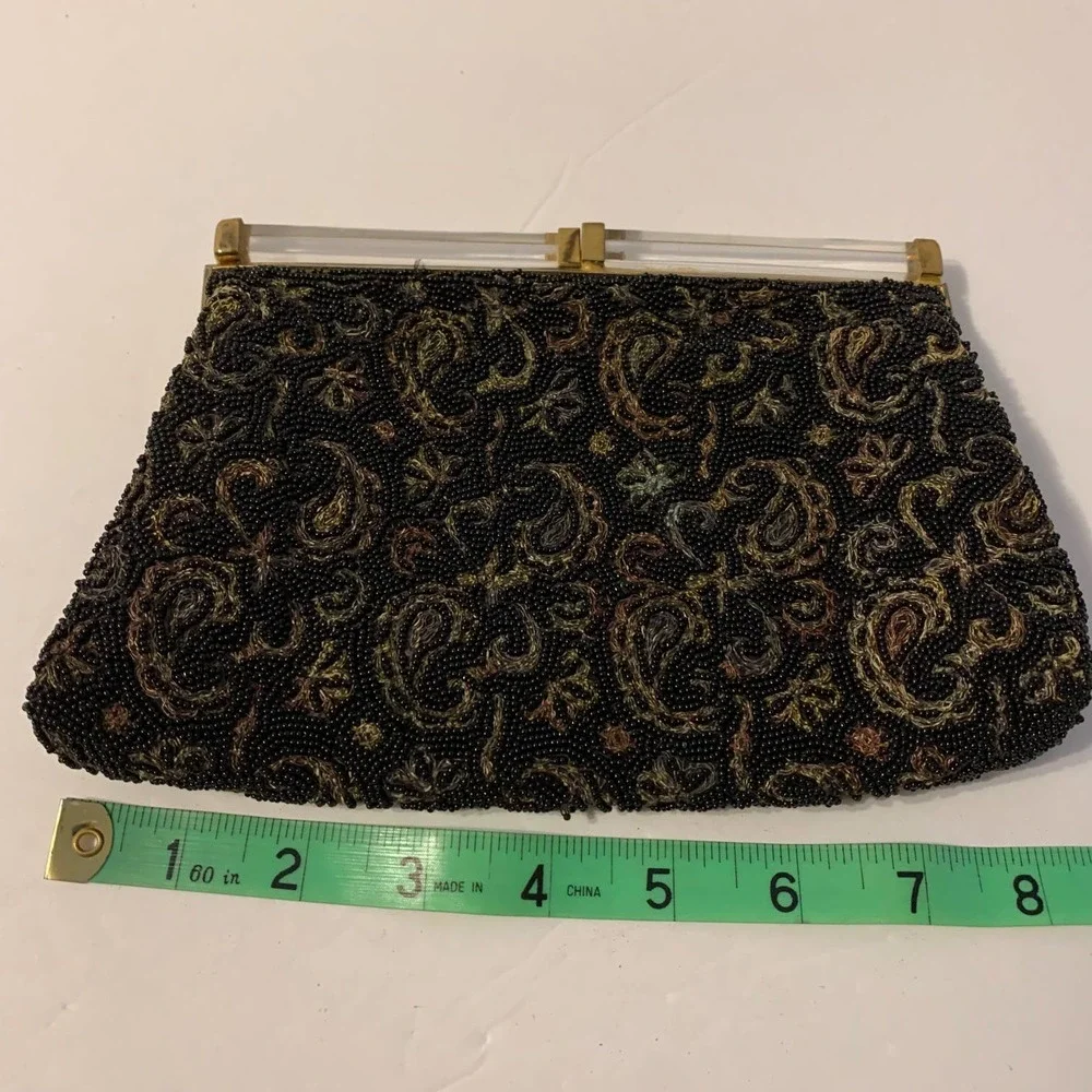 JOSEF Vintage 30's/40's Hand‎ Beaded Paisley Clutch